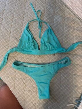 Turquoise Triangle Bikini Set - Women's Swim